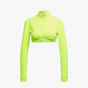 Adidas X Jeremy Scott H50968 Velour Crop Track Top Neon Yellow